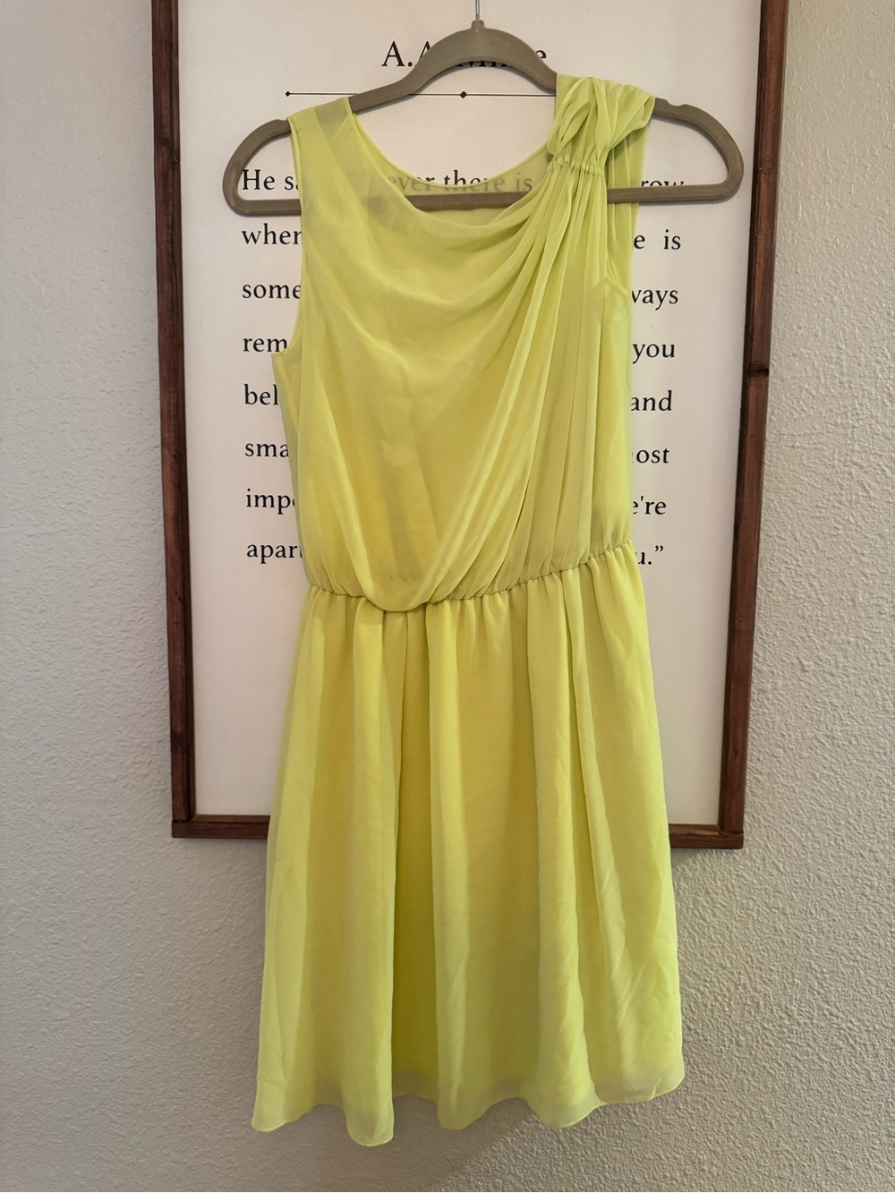 Gianni Bini chartreuse One-Shoulder Chiffon Dress